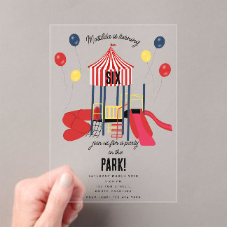 Geburtstagsparty im Park Kinder Acryleinladungen