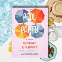 Geburtstagsparty im Pool Umbrellas Cooler rosa Tee