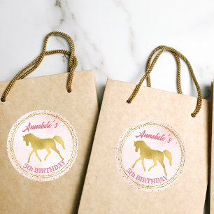 Geburtstagsparty in Rosa und Gold Runder Aufkleber