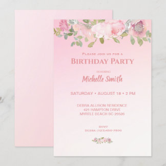 Geburtstagsparty in Rosa und Weiß Einladung