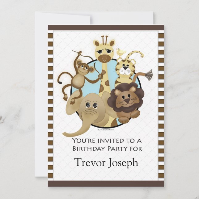 Geburtstagsparty Invititititition Safari Stil Einladung (Vorderseite)