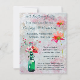 Geburtstagsparty, jedes Alter Wasserfarben Blume Einladung