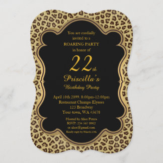 Geburtstagsparty jedes Alters, Cheetah, Black & Go Einladung