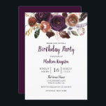 Geburtstagsparty jedes Alters und Lila Niedliche B Einladung<br><div class="desc">Jegliche Geburtstagsparty mit Lila Niedlichen Blumen Entdecken Sie die passende Kollektion</div>