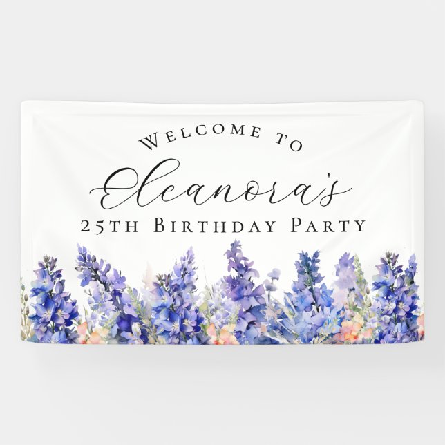 Geburtstagsparty Juli Geburtstagsfeier Blume Willk Banner (Horizontal)