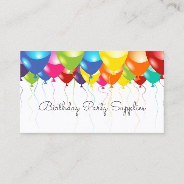 Geburtstagsparty liefert Balloon Business Card Visitenkarte (Vorderseite)