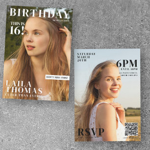 Geburtstagsparty Magazine Cover Fotos Teenager Gir Einladung