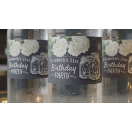 Geburtstagsparty Mason Jars String Lights Blume Wasserflaschenetikett