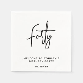 Geburtstagsparty Minimalistisch Black and White Serviette