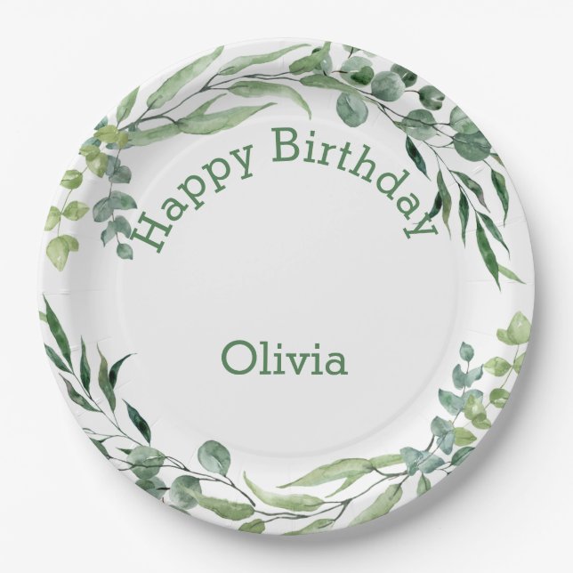 Geburtstagsparty mit Aquarellfarben Pappteller (Vorderseite)