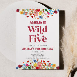 Geburtstagsparty mit fünf Wildblumen Einladung