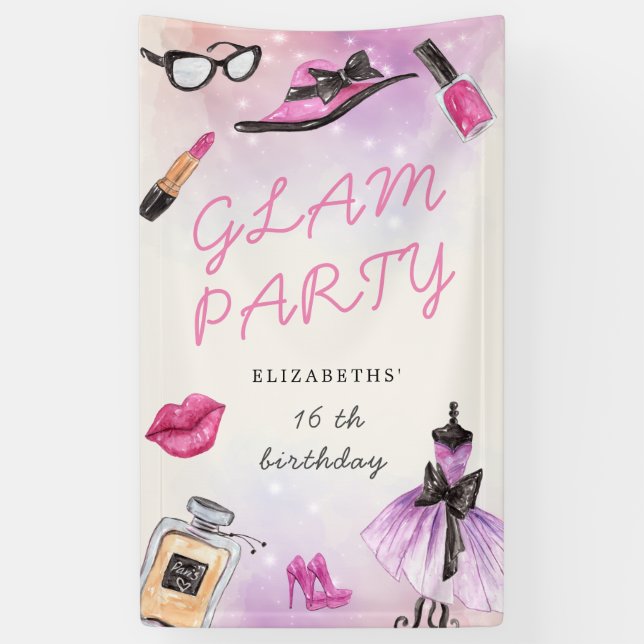 Geburtstagsparty mit Glamour Banner (Vertikal)