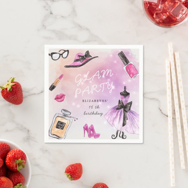 Geburtstagsparty mit Glamour Serviette (Beispiel)