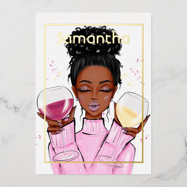 Geburtstagsparty mit Gold und Rosa Folieneinladung (Vorderseite)