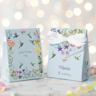 Geburtstagsparty mit Hummingvögeln und Blumengarte Geschenkschachtel