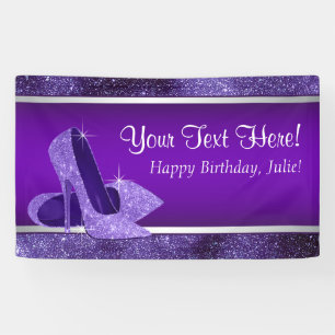 Geburtstagsparty mit lila High Heel Shoel Banner