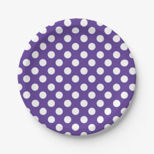 Geburtstagsparty mit lila Violett und weißen Polka Pappteller