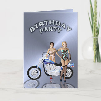 Geburtstagsparty mit Mädchen und Motorrad Einladung