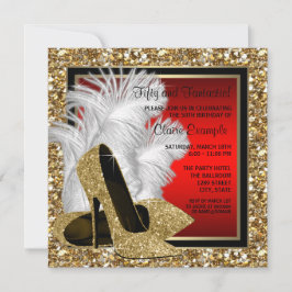 Geburtstagsparty mit schwarzen, roten und goldenen einladung