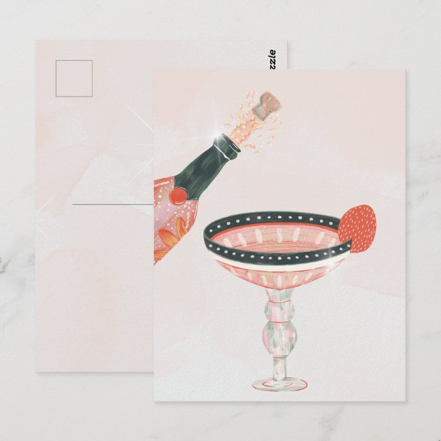 Geburtstagsparty mit Vintagem Champagner Postkarte (Vorne/Hinten)