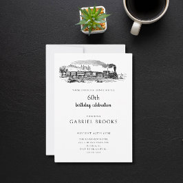 Geburtstagsparty mit Vintagem Dampfzug Einladung