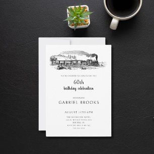 Geburtstagsparty mit Vintagem Dampfzug Einladung