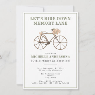 Geburtstagsparty mit Vintagem Fahrrad Einladung