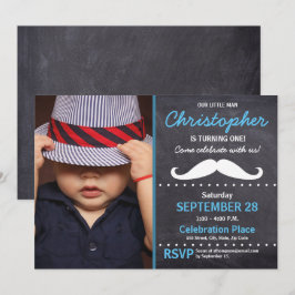 Geburtstagsparty, Mustache theme, Foto Einladung