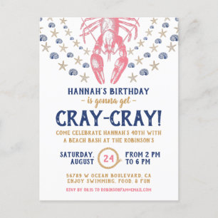 Geburtstagsparty Nautical Beach Crayfish Cornavy M Einladungspostkarte