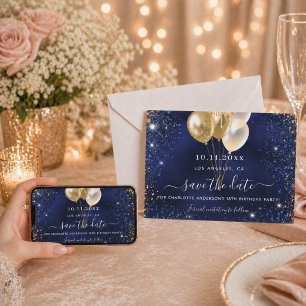 Geburtstagsparty Navy Blau Gold Save-the-Date-Kart Einladung