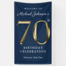Geburtstagsparty Navy Blue Gold Elegant Willkommen