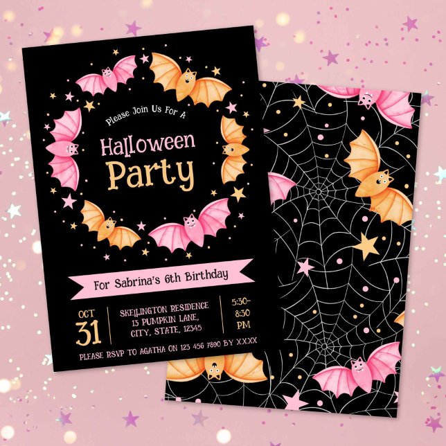 Geburtstagsparty "niedlich Bats Halloween" Einladung (Cute Bats Halloween Birthday Party Invitation)