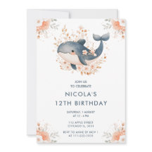 Geburtstagsparty niedlich Floral Whale