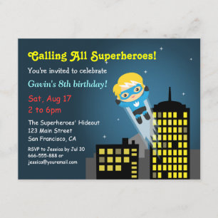 Geburtstagsparty Niedlich Flying Superheld Einladung