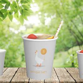 Geburtstagsparty niedlich Graue und Gelbe Alberne Pappbecher