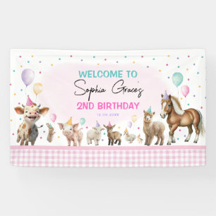 Geburtstagsparty niedlicher Landtiere Banner