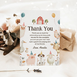 Geburtstagsparty niedlicher Landtiere Dankeschön K Einladung