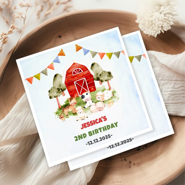 Geburtstagsparty niedlicher Landtiere Serviette (Von Creator hochgeladen)