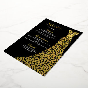 Geburtstagsparty oder Brautparty Black Menu Gold Folieneinladung