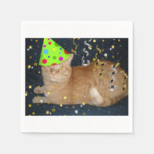 Geburtstagsparty Orange Tabby Serviette