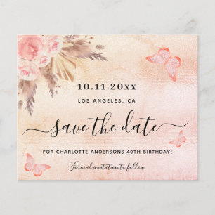 Geburtstagsparty Pampas blass Budget Save the Date Flyer