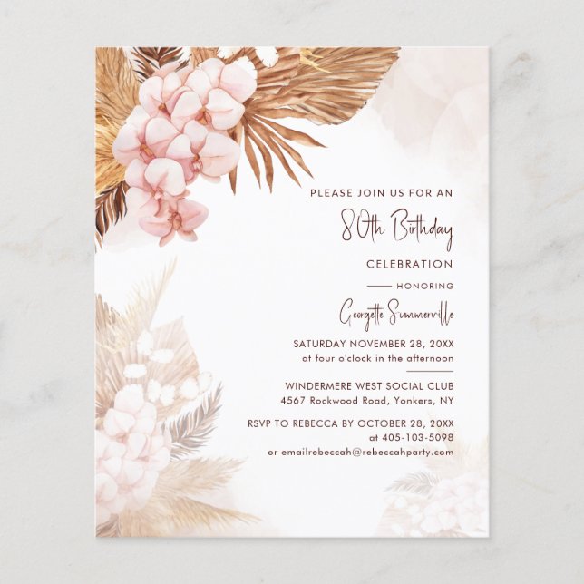 Geburtstagsparty Pampas Grass Blumenladen (Vorderseite)