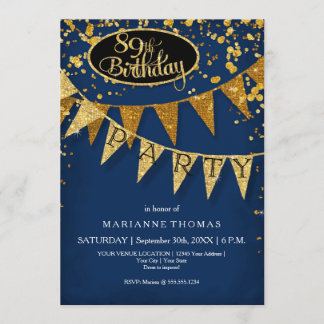 Geburtstagsparty Pennant Blue Banner Confetti Einladung