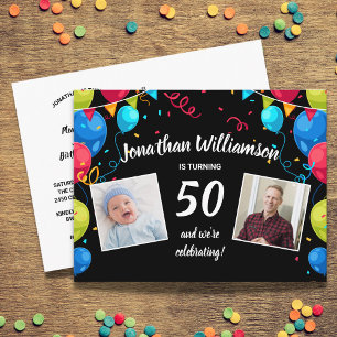 Geburtstagsparty per Post, 2 Foto, jedes Alter, Ba Postkarte