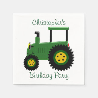 Geburtstagsparty personalisiert Green Tractor Desi Serviette