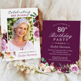 Geburtstagsparty Pflaume Lila Blush Blumengebirge  Einladung