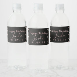 Geburtstagsparty Pink Dots Black Wasserflaschenetikett