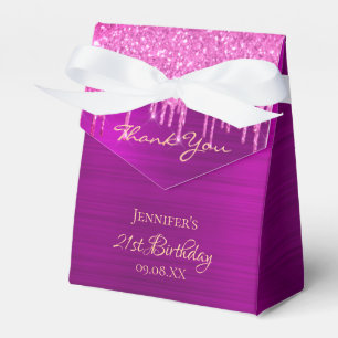 Geburtstagsparty pink Glitzer Tropfen vielen Dank Geschenkschachtel
