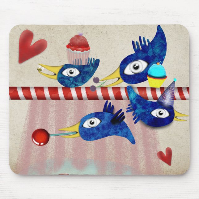 Geburtstagsparty Pop Kuchen Cupcake Kirsche Mousepad (Vorne)