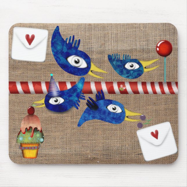 Geburtstagsparty Pop Kuchen Cupcake Kirsche Mousepad (Vorne)